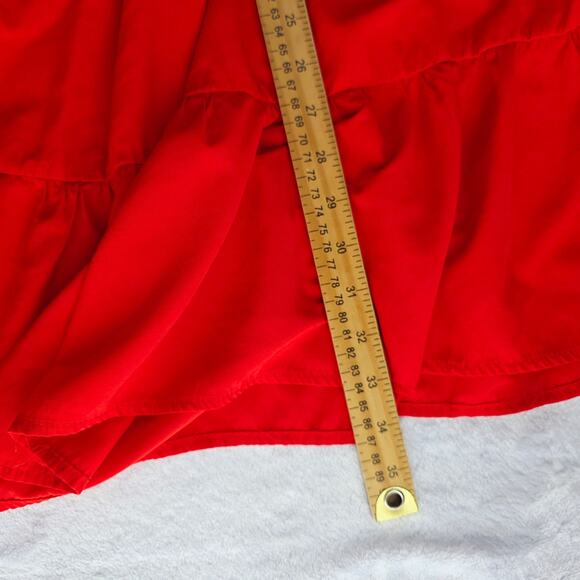 Pinch Tiered Halter Neck Dress Large Red Sleeveless Cottagecore Spring Summer - Picture 11 of 12